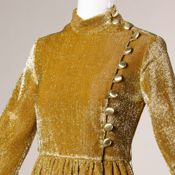 ISO- NOT FOR SALE Vintage 60s gold Mr Mort dress - Picture 2 of 3